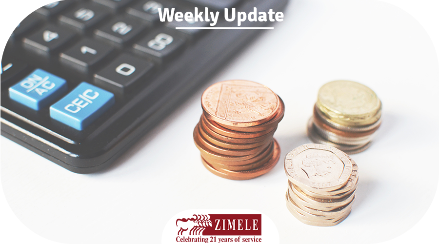 calculator and stack coins